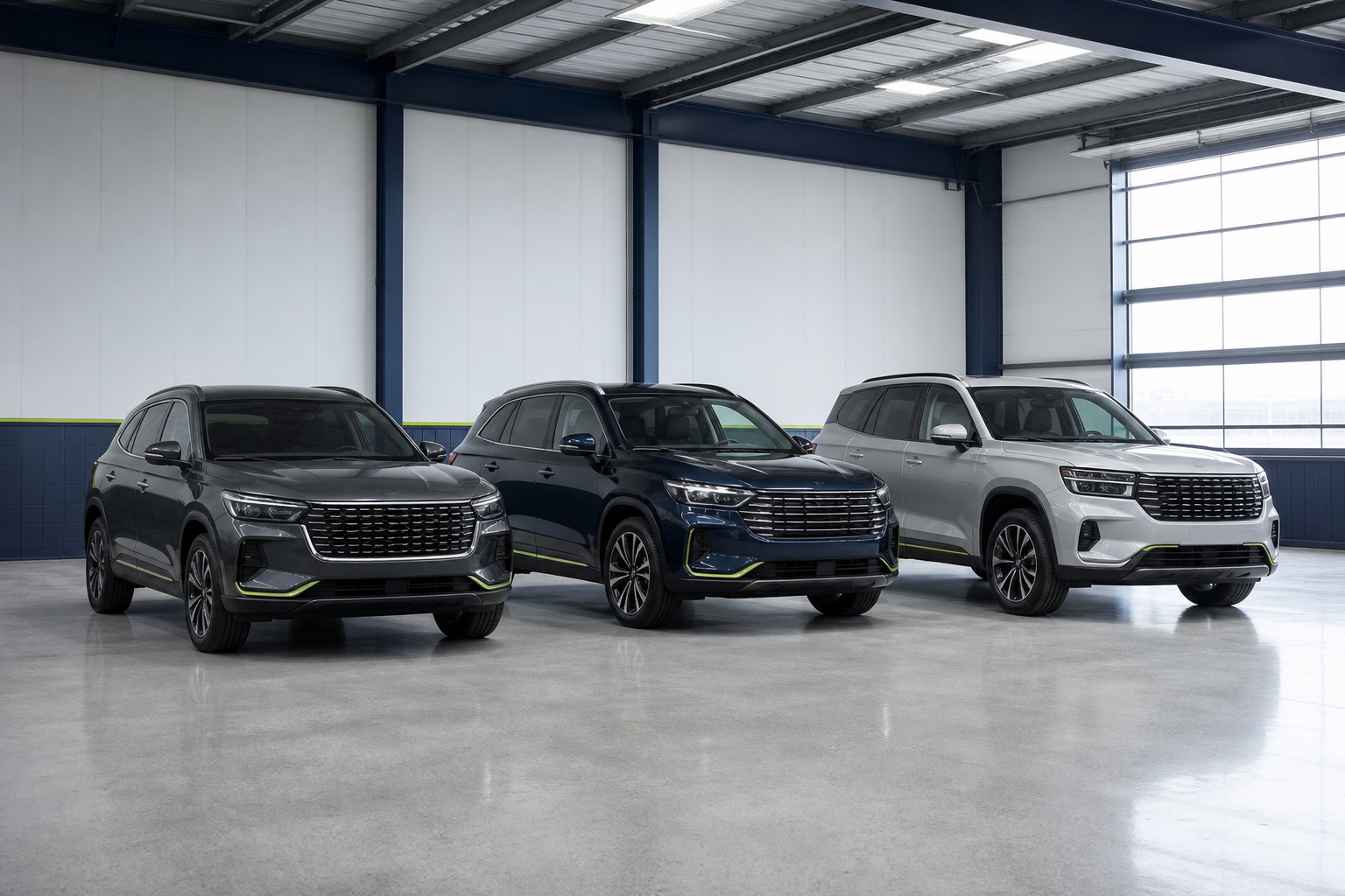 Three modern SUVs displayed side by side for vehicle line selection